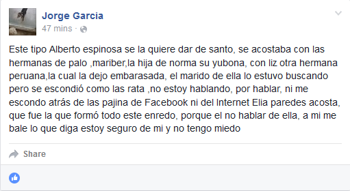 Facebook De Jorge Garcia - Comentario 2